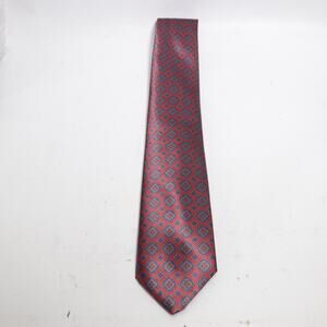Ketch Tie Mens 56 in Multicolor Satin Sheen Burgundy Geo Medallion Skinny